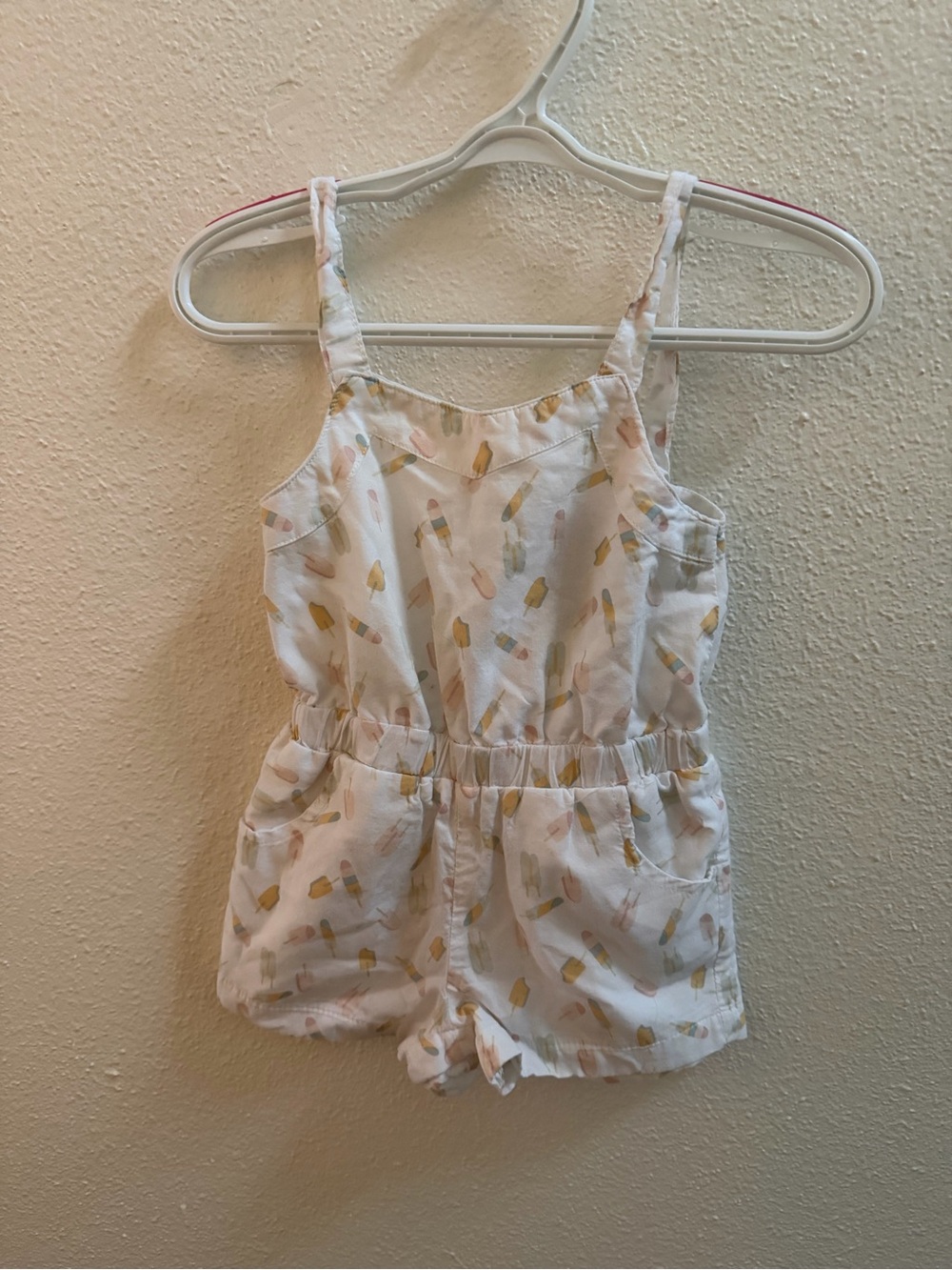 Jessica Simpson White Popsicle Print Romper with Pastel Accents